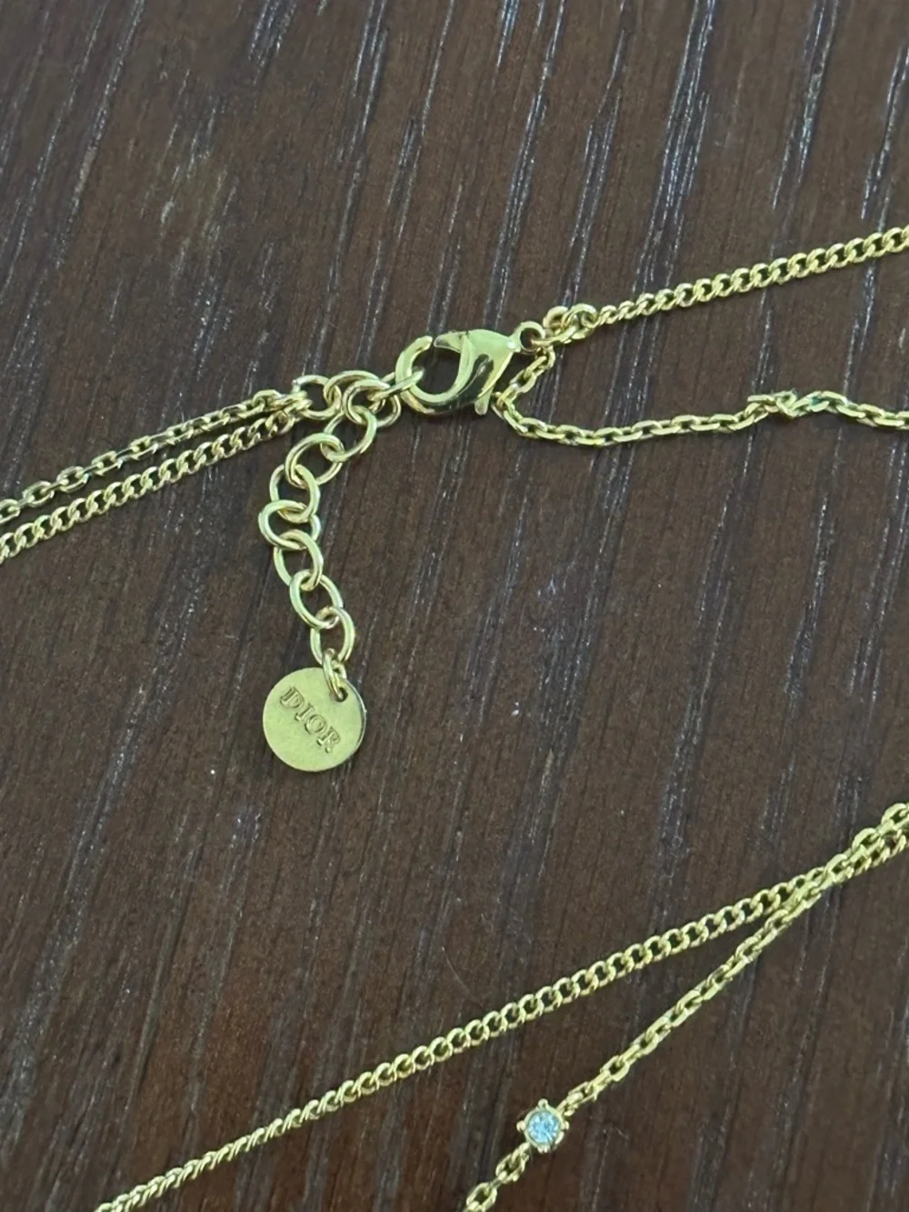 Dior Gold-Tone Layered Necklace with Crystal Heart Pendant - Picture 2 of 3